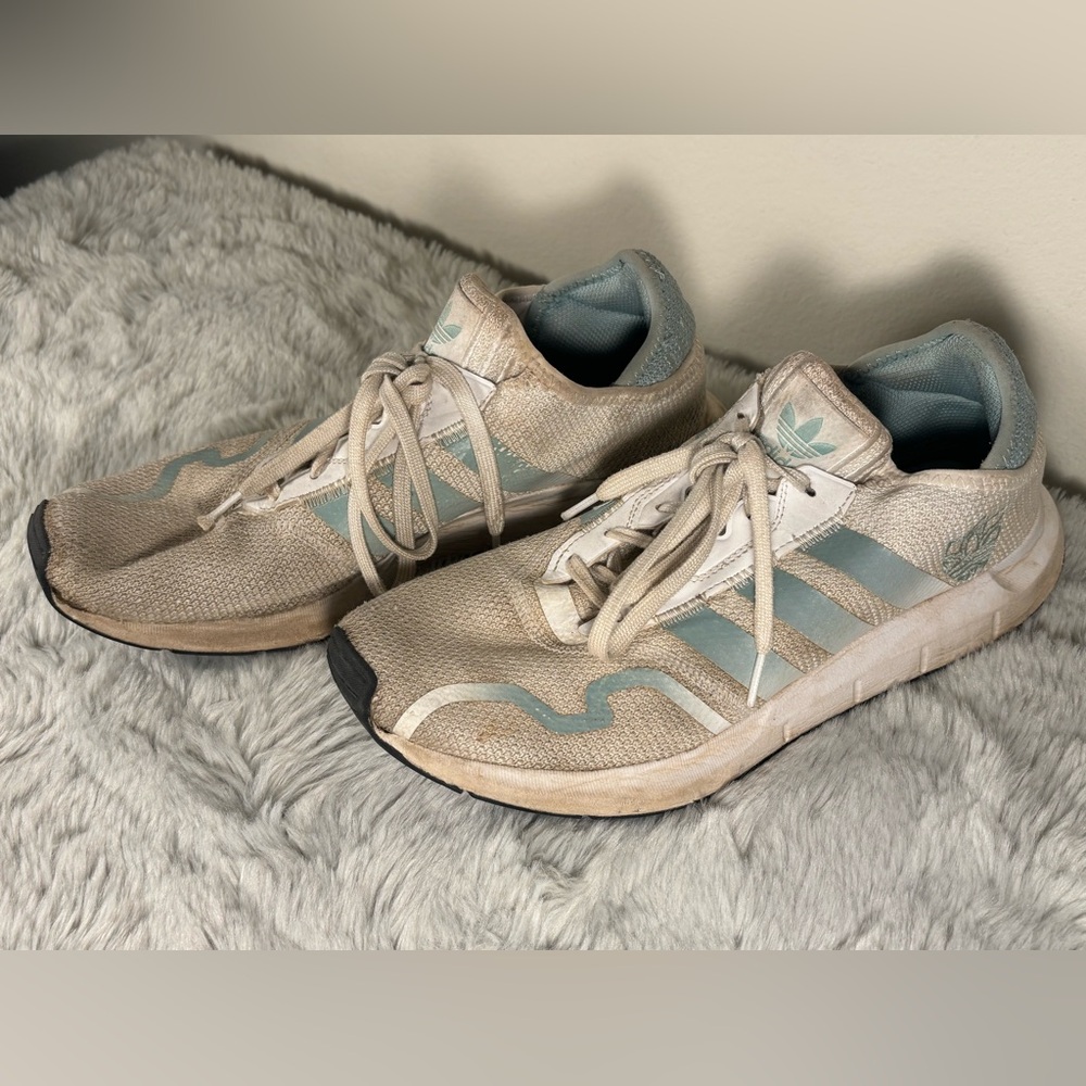 Adidas Cream & Teal Athletic Shoes